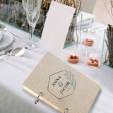 Libro de invitados de lino personalizado para bodas