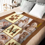 Personalisierte mehrfarbige 6 Hund Katze Fotos weiche Decke mit Pfotenmuster Namen Initiale Geburtstag Geschenk für Tierliebhaber Haustierbesitzer