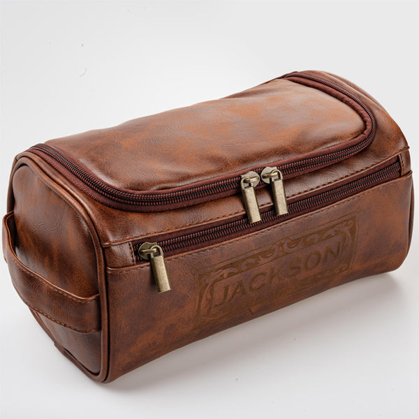 Personalized Men's Leather Toiletry Bag