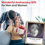 Custom Moon Phase Gift for Specific Date | Romantic Gifts for Her | Gifts for Husband | Personalized Night Sky | Paper Anniversary | (e.g. Wedding Valentine's Day Birthday etc) | Grey with Thin Border & Front Glow