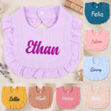 Personalized Embroidered Baby Bib pure Cotton Muslin with Name Customed Monogrammed Baby Girl Soft Bib for Girl Ruffle Bibs Gift Baby Shower Birthday Easter