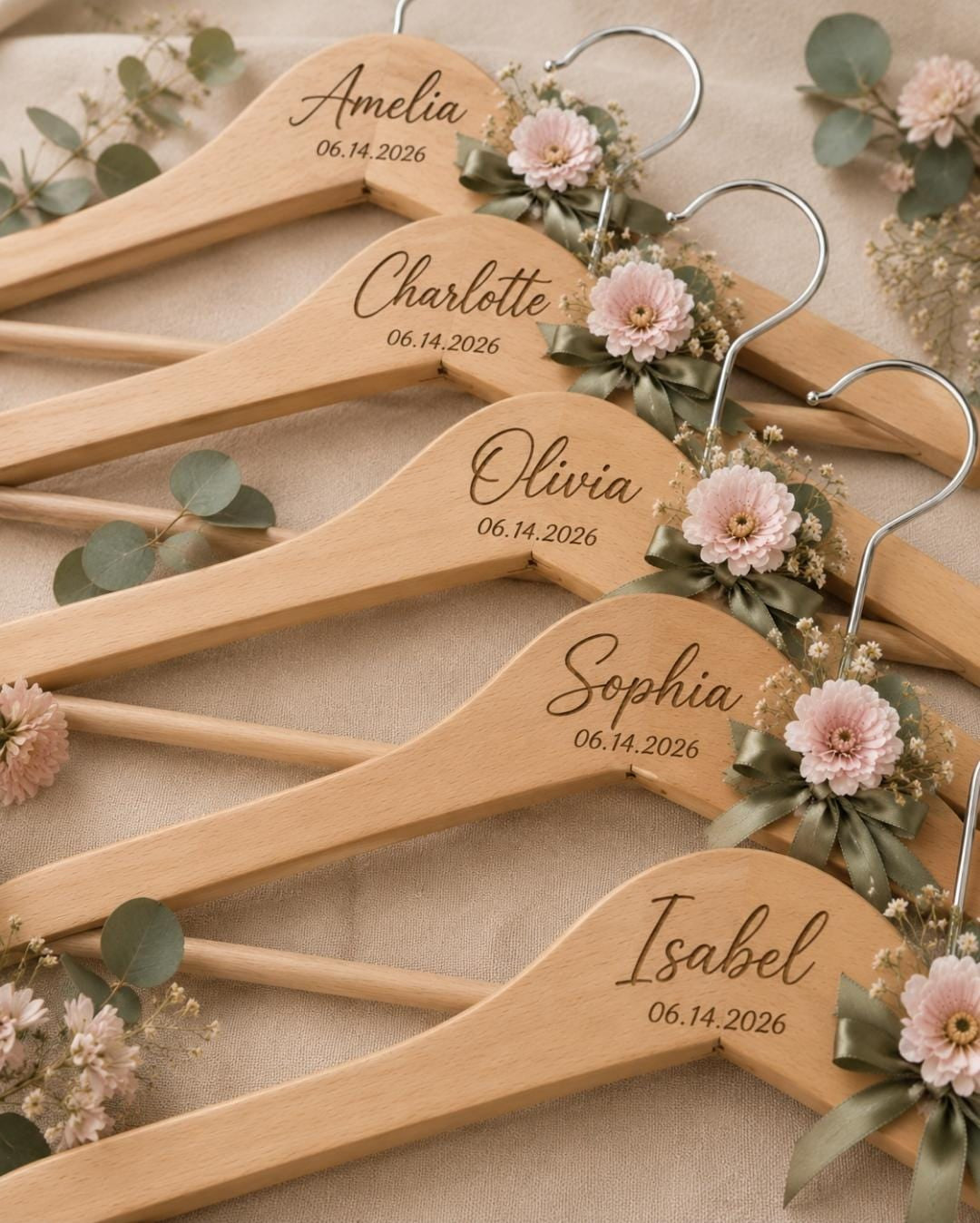 Personalized Wooden Wedding Hanger Bride Hanger Bridesmaid gifts Custom Name Hanger Maid of Honor gift Wedding Dress Hanger