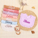 Personalized Embroidered Baby Bib pure Cotton Muslin with Name Customed Monogrammed Baby Girl Soft Bib for Girl Ruffle Bibs Gift Baby Shower Birthday Easter