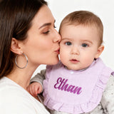 Personalized Embroidered Baby Bib pure Cotton Muslin with Name Customed Monogrammed Baby Girl Soft Bib for Girl Ruffle Bibs Gift Baby Shower Birthday Easter