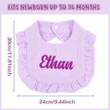 Personalized Embroidered Baby Bib pure Cotton Muslin with Name Customed Monogrammed Baby Girl Soft Bib for Girl Ruffle Bibs Gift Baby Shower Birthday Easter