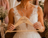 Personalized Wooden Wedding Hanger Bride Hanger Bridesmaid gifts Custom Name Hanger Maid of Honor gift Wedding Dress Hanger