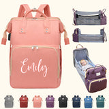 Mochila personalizada 3 en 1 para pañales con cambiador. Bolsas grandes multifuncionales para pañales de bebé para niños y niñas. Bolsa de cambio portátil y ligera personalizada. Regalos esenciales para recién nacidos.