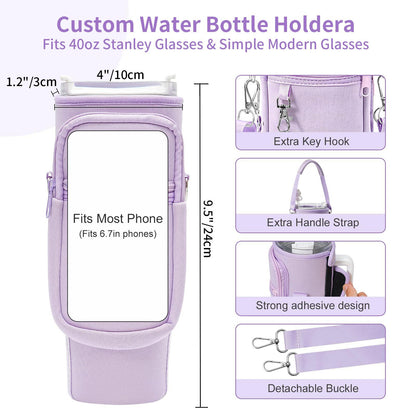 Personalized Water Bottle Holder for 40oz Stanley Glass
