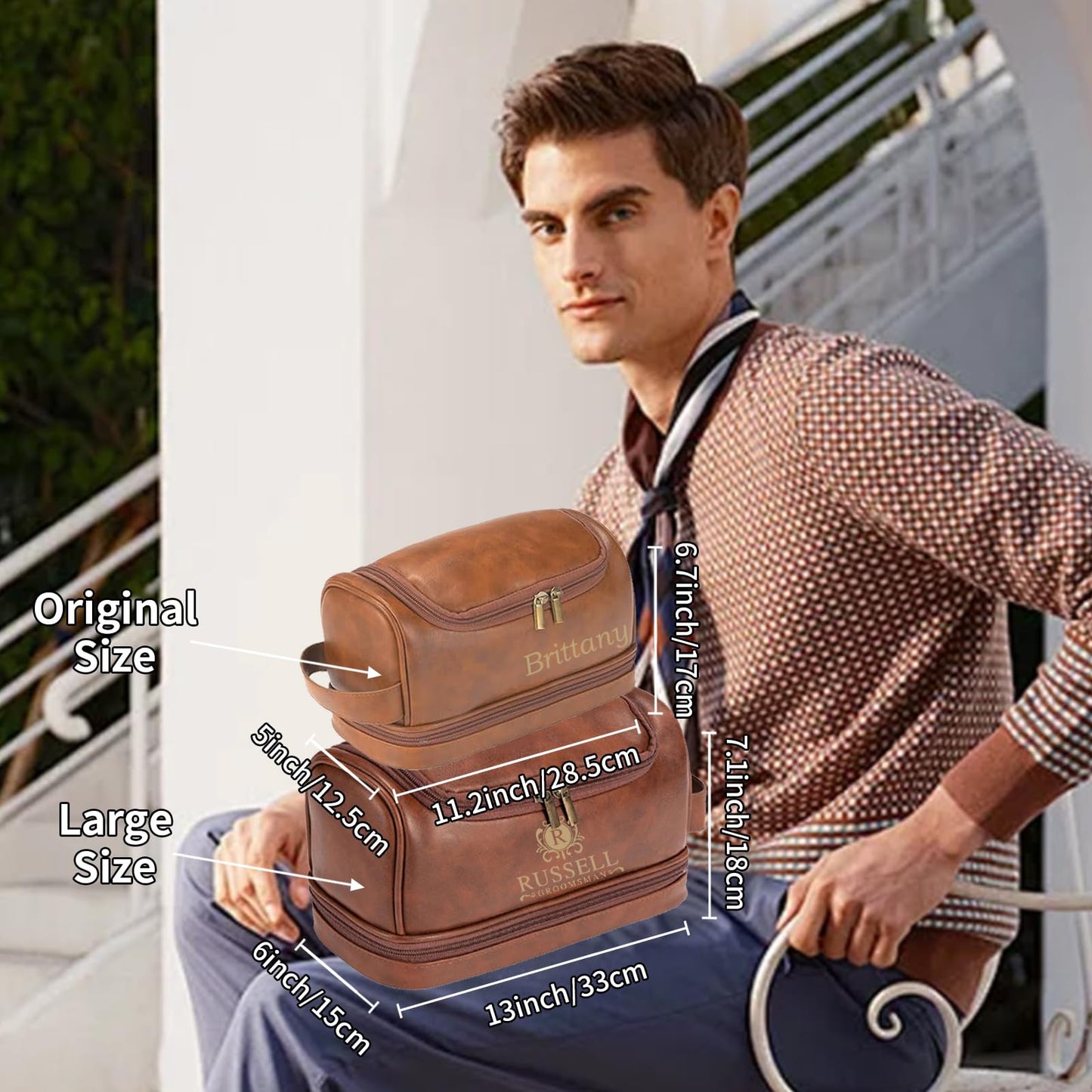 Personalized Leather Toiletry Bag for Men