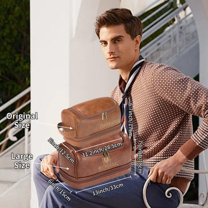 Personalized Leather Toiletry Bag for Men