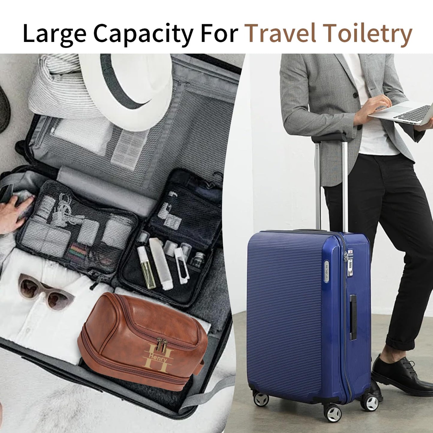 Personalized Leather Toiletry Bag for Men