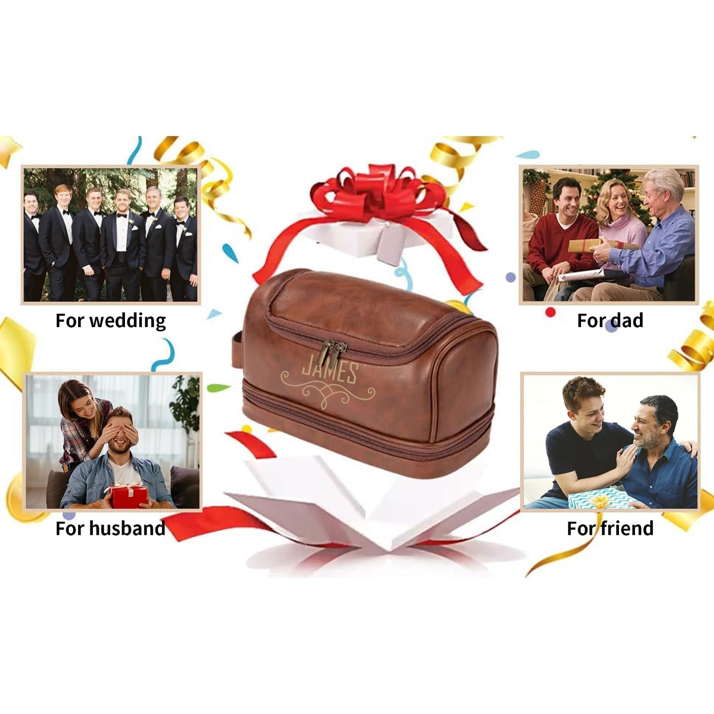 Personalized Leather Toiletry Bag for Men