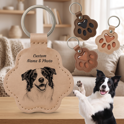 Personalized Pet Memorial Gifts for Dogs - Custom Name Paw-Shaped Leather Keychain Refillable Keepsake for Bag or Key
