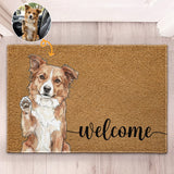Welcome Pet Portrait Watercolor Art Welcome Mat - Personalized Doormat