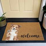 Welcome Pet Portrait Watercolor Art Welcome Mat - Personalized Doormat