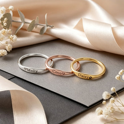 Personalized Engraved Rings for Women Custom Name Ring Non Tarnish Gold Plated Stackable Rings for Her Mom Grandma Girlfriend Wife Womens Ring for Daily Wear Party Wedding Travel