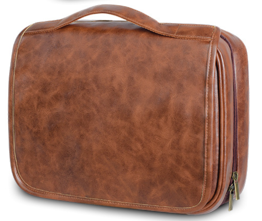 3-in-1 Large Personalized PU Leather Toiletry Bag For Men