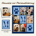 Personalisierte mehrfarbige 6 Hund Katze Fotos weiche Decke mit Pfotenmuster Namen Initiale Geburtstag Geschenk für Tierliebhaber Haustierbesitzer