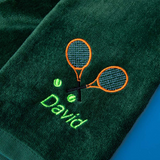 Toalla de tenis personalizada – Nombre y bordado de raqueta personalizados