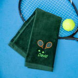 Toalla de tenis personalizada – Nombre y bordado de raqueta personalizados